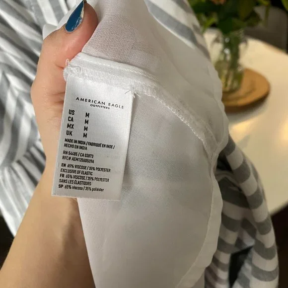 American Eagle Striped Button Front Midi Dress Size M - Picture 5 of 7